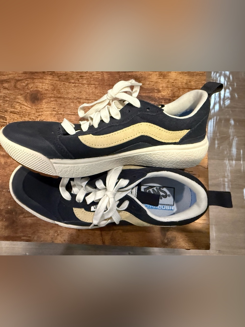 Vans Navy and Cream Suede Low-Top Sneakers